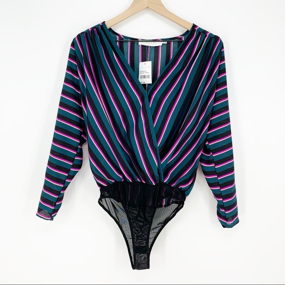 Astr Tops - ASTR The Label Drape Front Long Sleeve Bodysuit